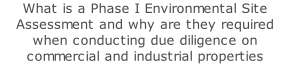What is a Phase I Environmental Site Assessment and why are they required when conducting due diligence on commercial and industrial properties
